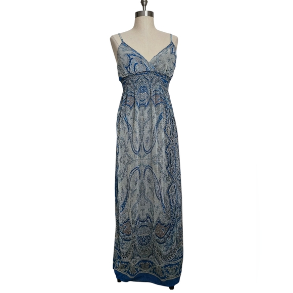 SHE'S COOL Blue Paisley Spaghetti Strap Maxi Dress | SZ M - Picture 1 of 10